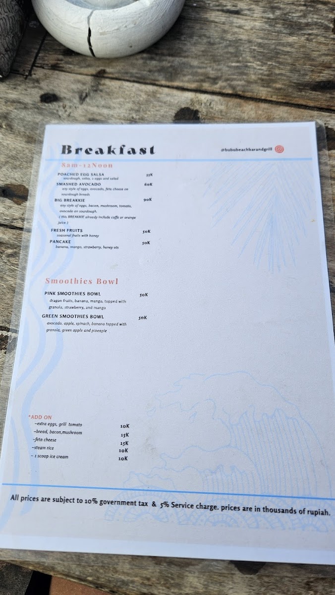 Bubu Beach Bar & Grill Menu - Image 3