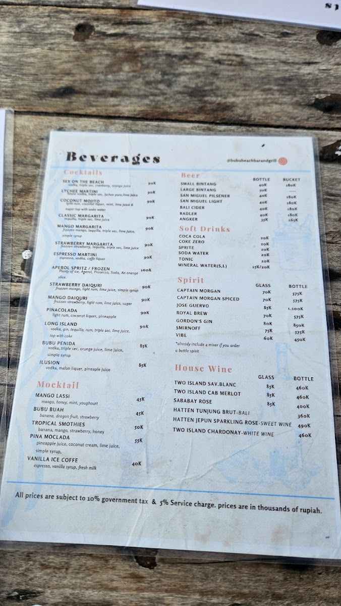 Bubu Beach Bar & Grill Menu - Image 4