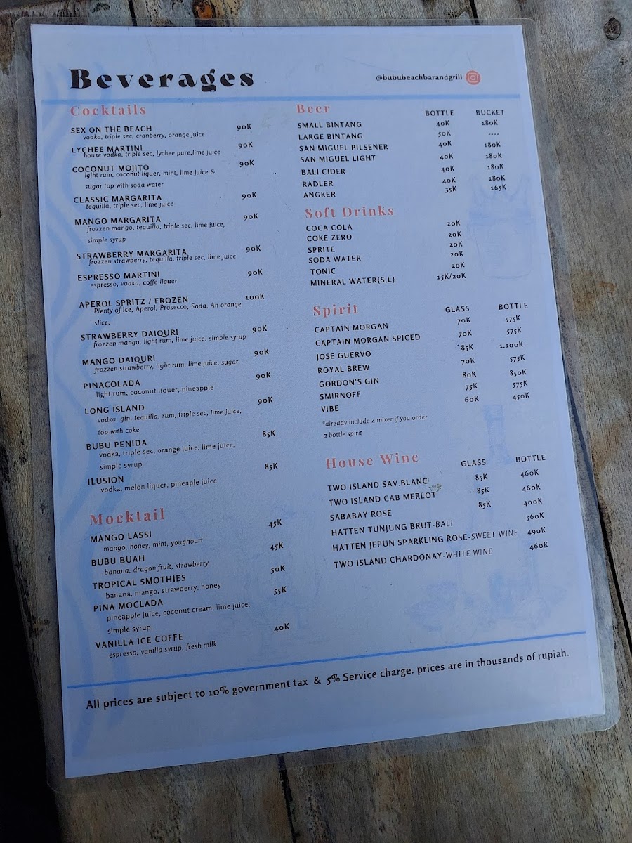 Bubu Beach Bar & Grill Menu - Image 5